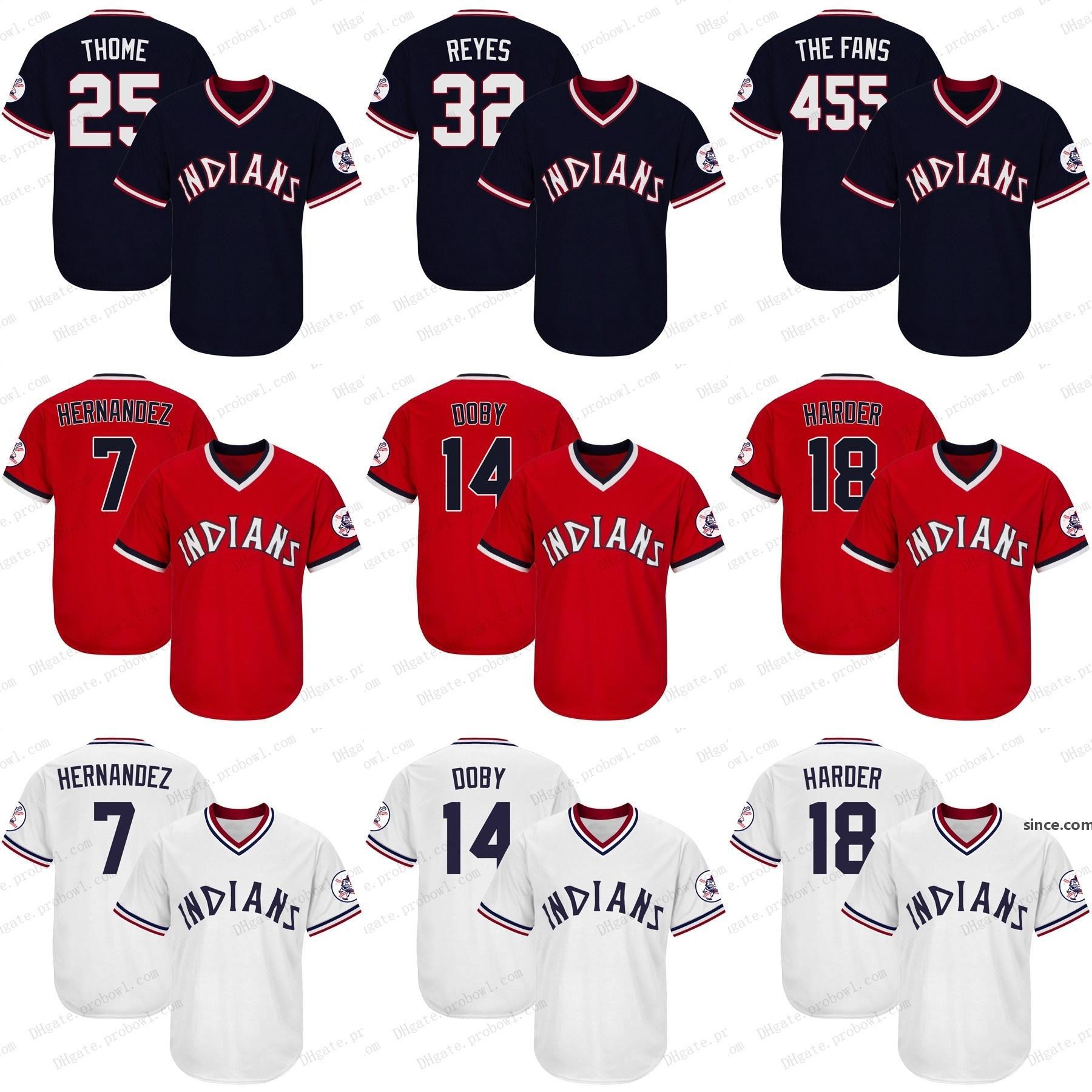 

Cleveland 1975 CÃ©sar HernÃ¡ndez Shane Bieber Franmil Reyes Francisco Lindor Ramirez Jim Thome Bob Lemon The Fans Harder Baseball Jerseys-Stithced, Blue;black