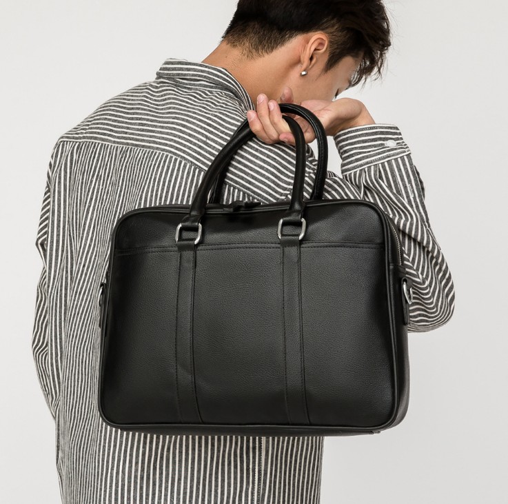 

Men Leather Handbgs Male Travel Brifcases Bags Men's 15.6 Inch Laptop Shoulder handbag Business A4 Bag, No bag