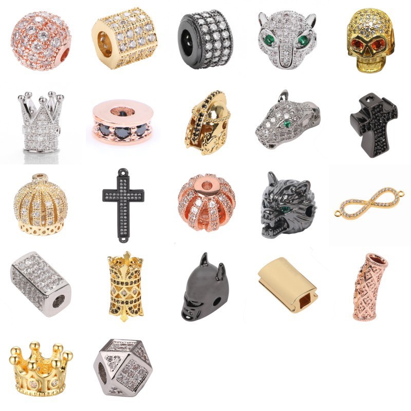 

Factory Sale High Quality Micro Insert Crown Cross Skull Animal Charm for DIY Bracelet Necklace Jewelry Making