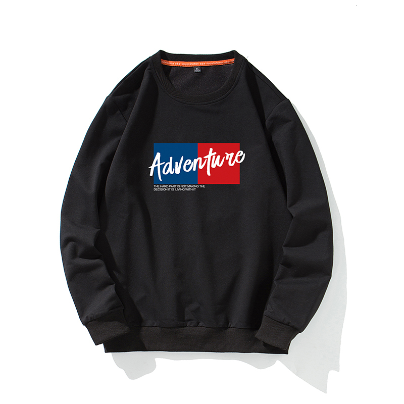 

2021 New Solid Adventure Print Male Large Size Warm Fleece Coat Men Brand Hip Hop Hoodies Sweatshirts Ef6y, Black