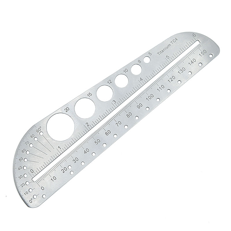 

Outdoor TC4 Titanium Self-defense Ruler Protractor Compasses EDC Tool Measuring Range 150mm, Titanium tactical ruler