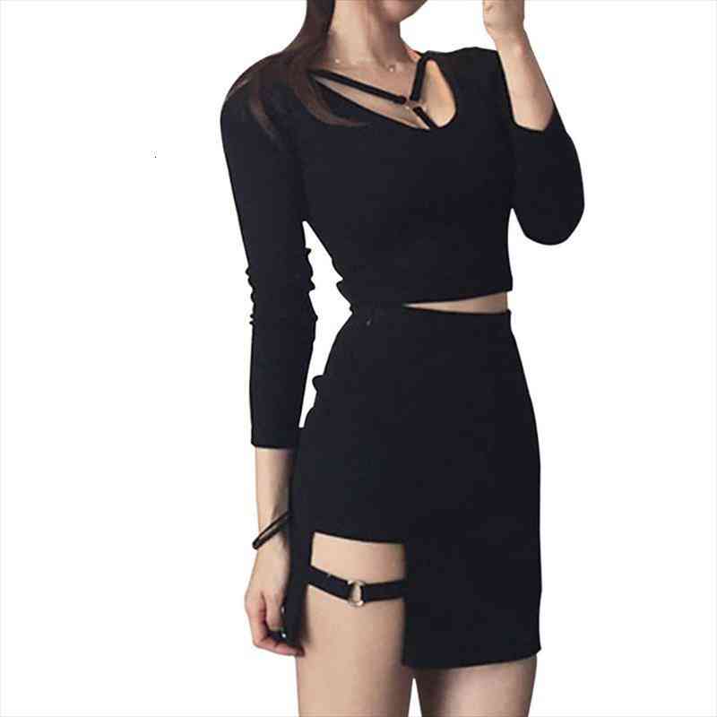

womens summer cotton mini pencil high waisted hollow out asymmetric solid color metal ring decor package hip cocktail, White;black