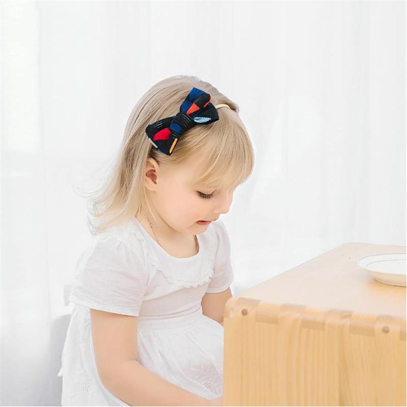

Lovely Plaid Fabric Bow Baby Headband Bow-knot Elastic Cute Pattern Hair Band For Girl Children Soft Head Wear Hair Accessories
