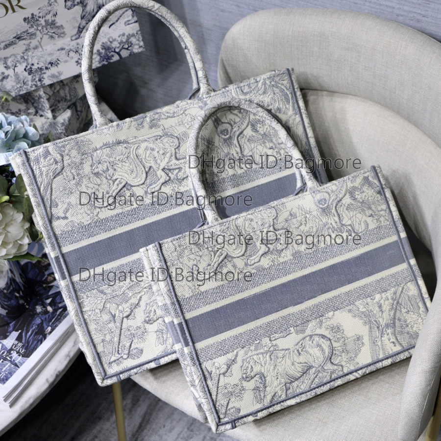 

3D Embroidered Tiger Pattern Book Tote Bag Large Capacity Handbag 36 42CM luxury Designer Shoulder Shopping Bags Canvas Messenger Handmade Double-sided Flower, No bsga