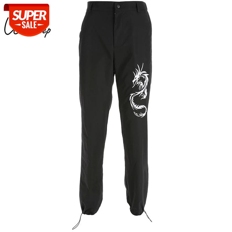

Weekeep Chinese Style Dragon Embroidery Pants Women Black High Waist Loose Pencil Pants 2019 Fashion Full Length Trousers Women #xg6v, Black;white