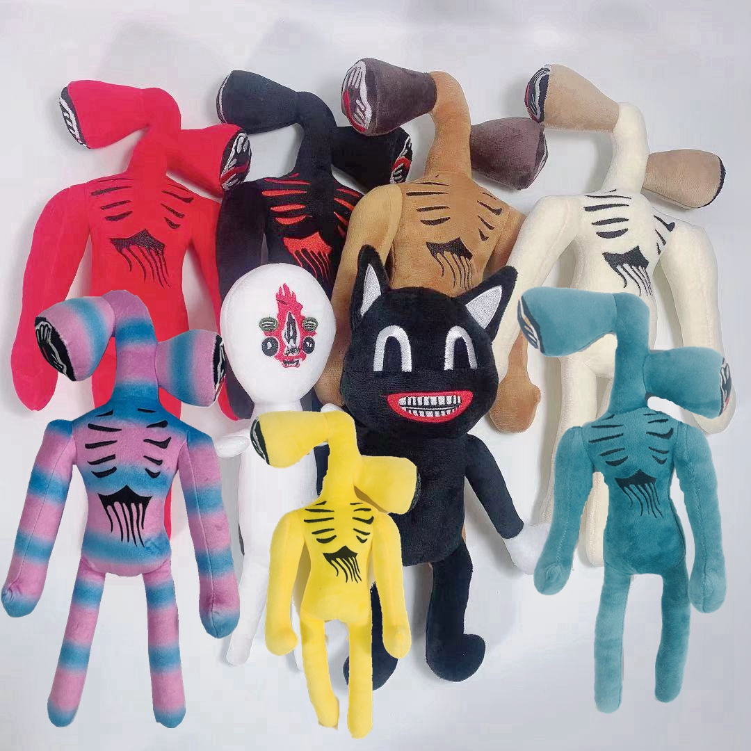 

2pcs/set Anime Siren Head Plush Toy Figures Legends Of Horror Black Cat Stuffed Doll Juguetes Sirenhead Peluches kids Toys Gift for Children, White and cat