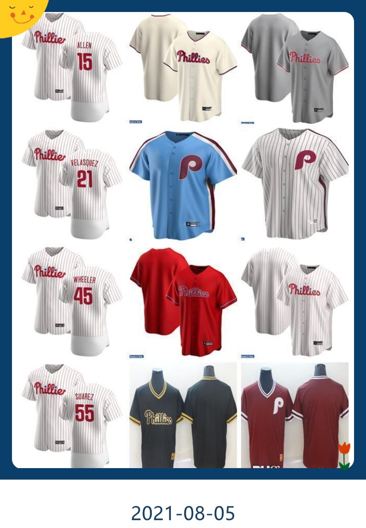 

Men Women Youth 55 Ranger Suarez 21 Vince Velasquez 45 Zack Wheeler 15 Dick Allen Custom Baseball Jersey Blank red white gray, Blue;black