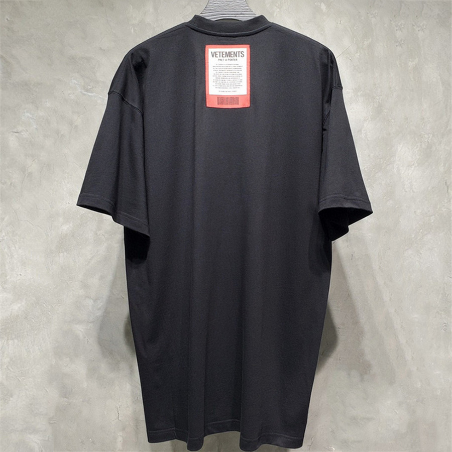

2021 New Heavy Fabric Hip-hop Vtm Tee Big Red Patch Tag Vetements T-shirt Men Women 1:1 Cotton Oversize Black White t Shirt Yqy4