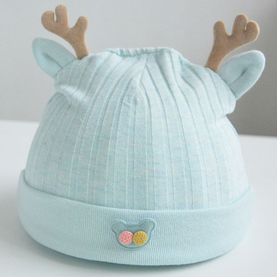 

Baby Hat Autumn and Winter Antlers Flip Edge Newborn Sleeve Cap 0-6 Months Cute Keep Warm Beanie, Yellow