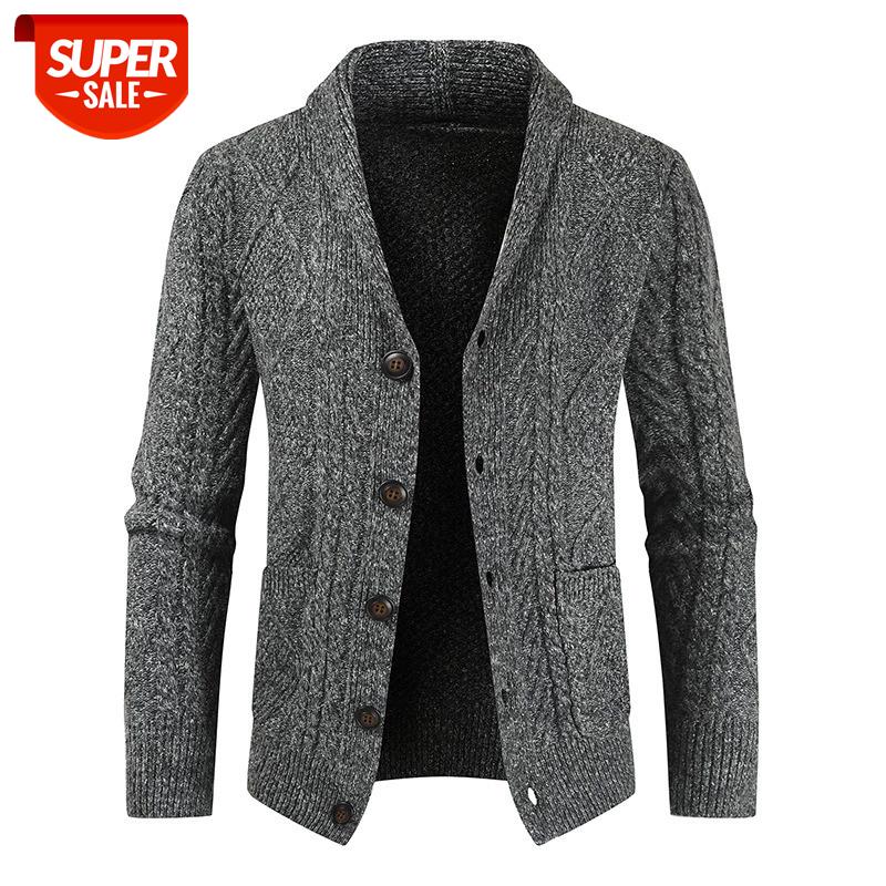 

2021 New Spring Solid Men's Sweater Fashion Thick Warm Sweater Coats Men Casual Single Breasted Winter Cardigan Men Clothing #Zj1S, White;black