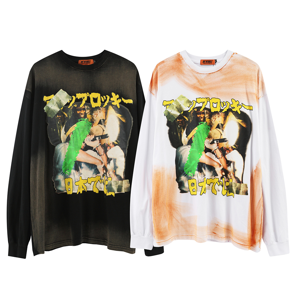 

2021 New Vintage Retro Designer Long Sleeve Shirt Punk Goth Clothes Womens Tshirt Oversized Streetwear Women Fashion Clothing B0zj, White