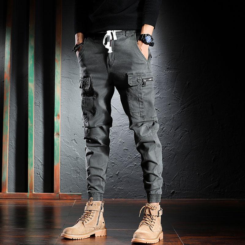 

Men's Jeans Street Style Fashion Men Loose Fit Multi Pockets Designer Casual Cargo Pants Overall Hip Hop Joggers Wide Leg Trousers, Blue