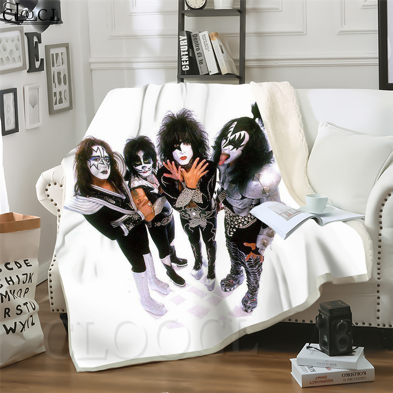

CLOOCL New Hair Metal Kiss Band 3D Print Hip-hop Style Air Conditioning Blanket Teens Bedding Throw Blankets Plush Quilt