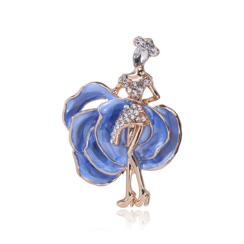 

Pins, Brooches Cross-border Sales Han Edition Of High-grade Fashion Atmospheric Dancing Girl Ms Alloy Drip Corsage