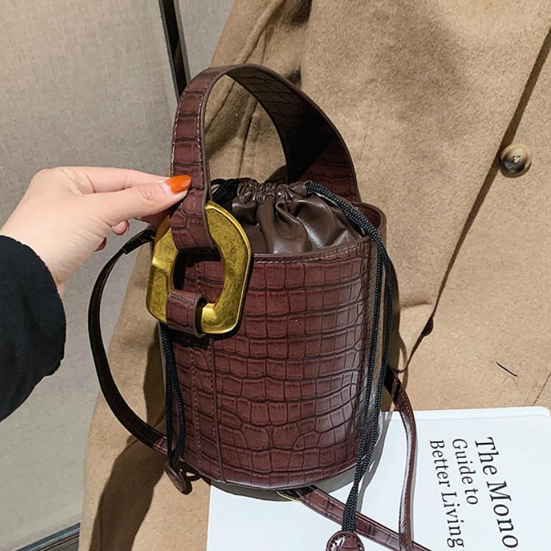 

Evening Bags Stone Pattern Fashion Shoulder 2021 Bag Bucket Luxury Handbags Women Designer Sac A Main Crossbody For, Black