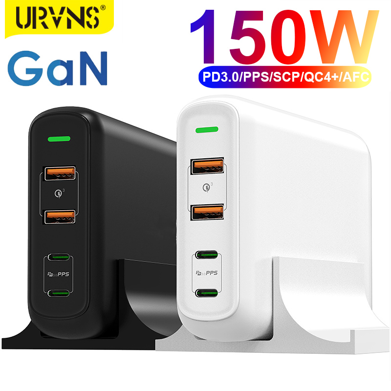 

URVNS 150W PD QC 4.0 3.0 GaN USB C Charger with Dual Type C 100W PPS Fast Charging Power Adapter for MacBook Pro Lenovo iPhone
