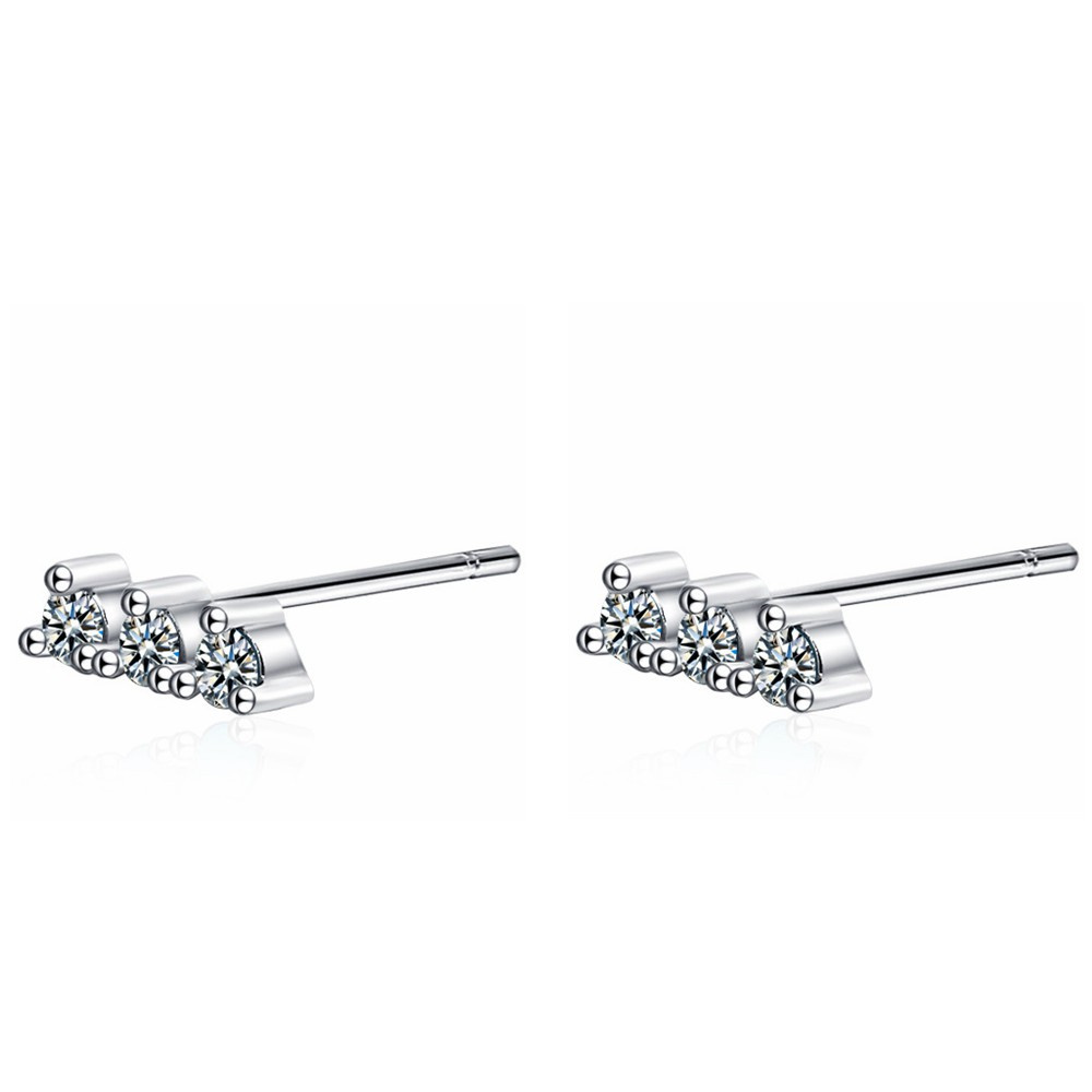

New Arrival Fashion 925 Sterling Silver CZ Crystal Stud Earing for Women Valentine's Day Gift White Black Blue 907, Golden;silver