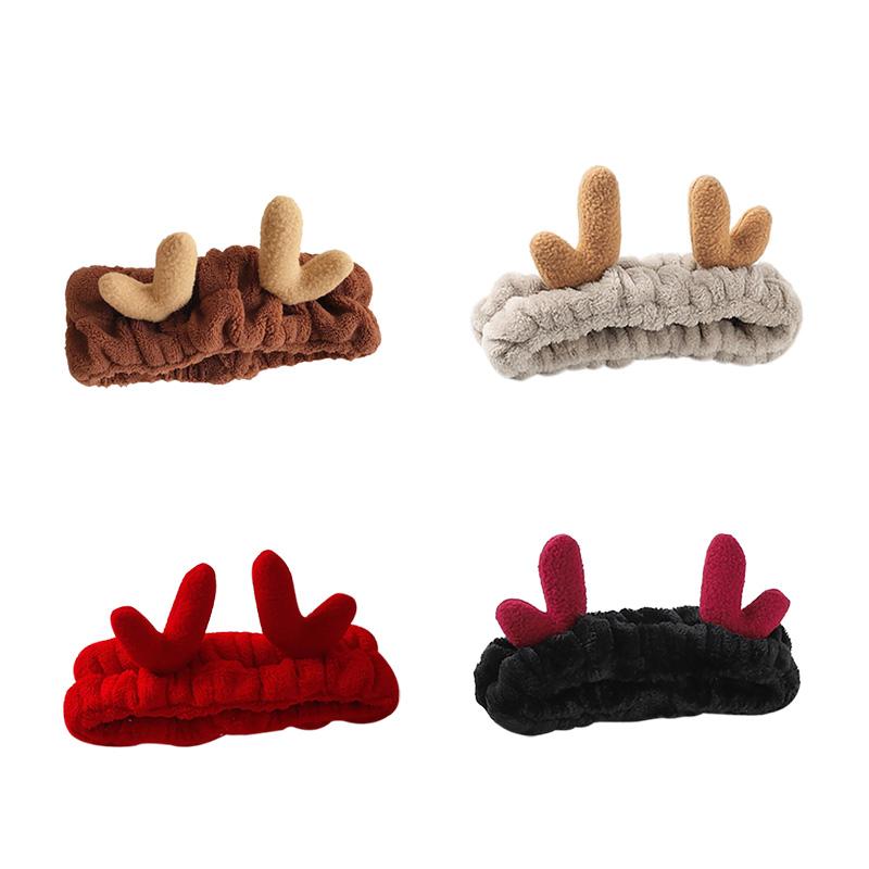 

Hair Clips & Barrettes Christmas Antlers Headband Plush Three-dimensional Face Wash Goat Horn Jewelry, Golden;silver