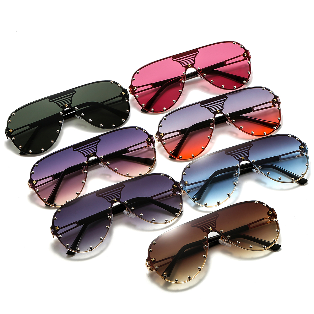 

Large frame trendy one-piece color metal fashion men's and women's sunglasses wild personality net celebrity street shooting sunglasses 1977
