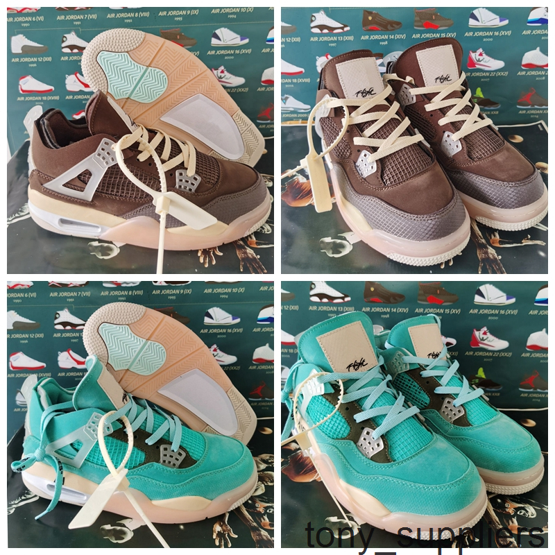 

new arrival jumpman 4 basketball shoes 4s mint green coffee brown mens trainers women sports sneakers size 3647, #1