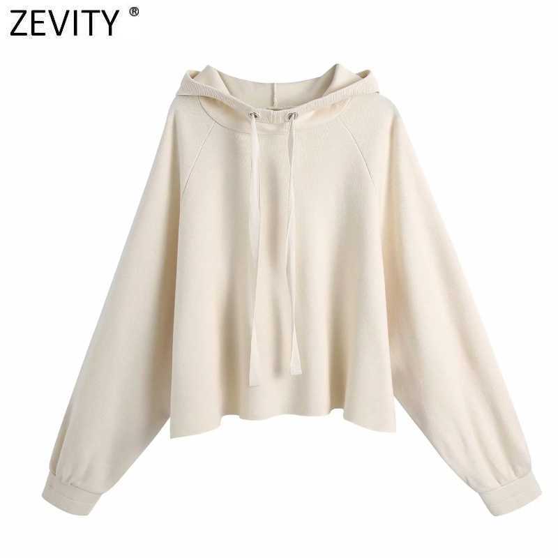 

Zevity Women Fashion Solid Sweatshirts Female Basic Long Sleeve Casual Loose Knitted Hoodies Chic Hooded Pullover Tops H561 210603, As pic h561bb