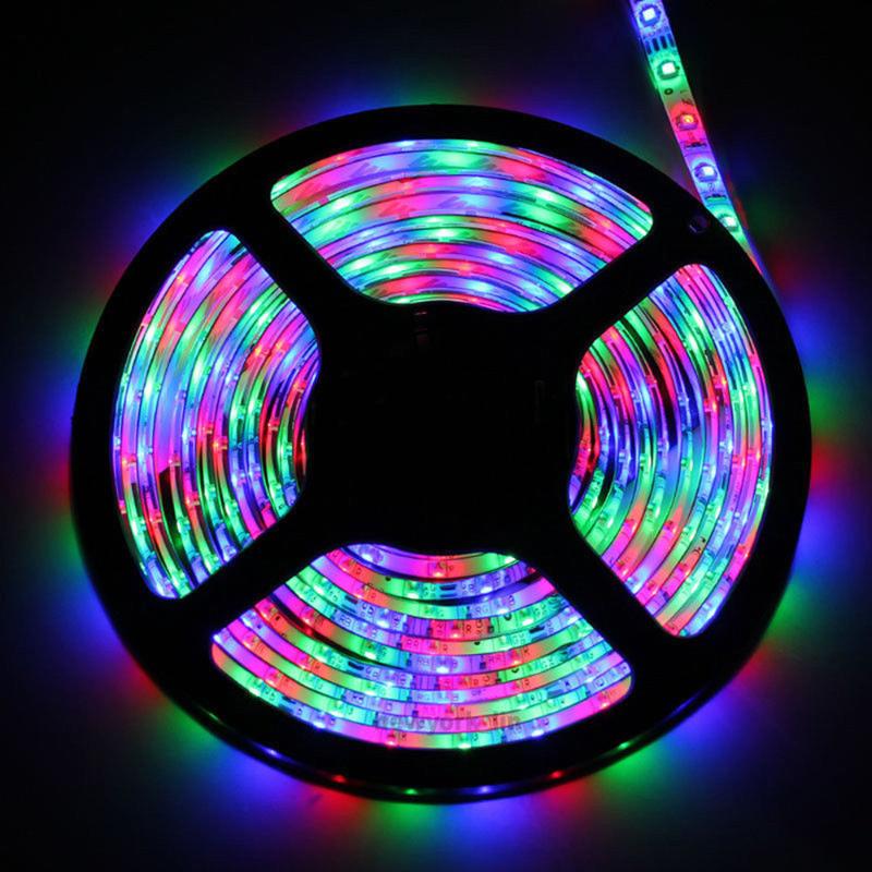 

2pcs 5m/roll Led Strip 3528 Smd Rgb 600 Led Strip Light String Tape+44 Key Ir Remote Control Dc 12v Lamp String Home Decor