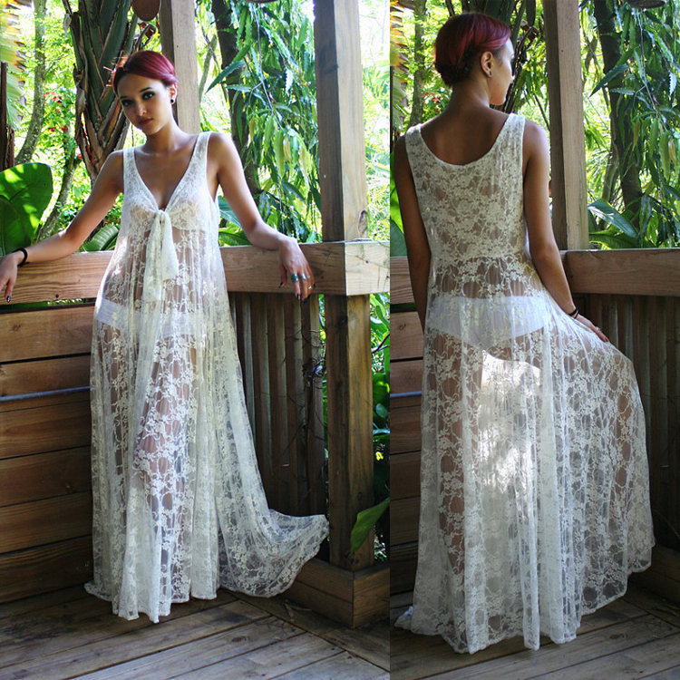 

2021 New Summer Beach Sleeveless Boho v Neck Open Back Bridal Es Simple Lace Wedding Gown Vestidos De Novia D7sa, White