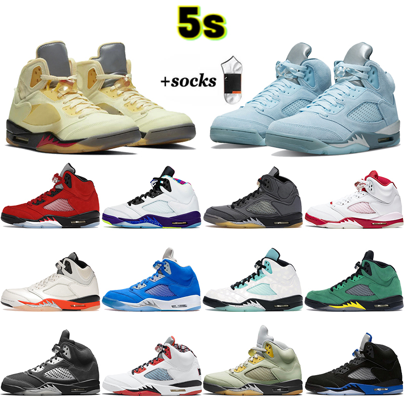 

Top quality Jumpman 5 5s UNC 6 mens basketball shoes University Blue Electric Green Black Infrared Shattered Backboard Bluebird Red oreo oilve Sports Trainers