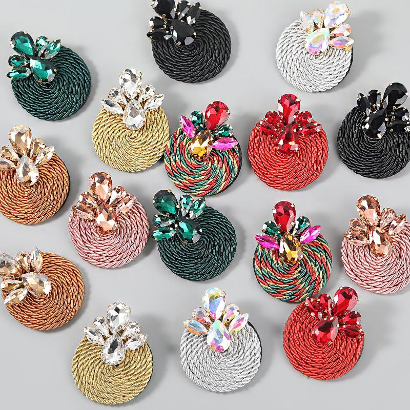 

Dangle & Chandelier JIJIAWENHUA Design Colorful Crystal Handmade Round Earrings High-Quality Fashion Rhinestone Jewelry Accessories For Wome, Silver