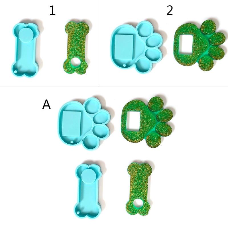 

Keychains L5YD Creative Dog Bone Shaped Silicone Pet Memorial Tombstone Key Chain Mould Non-stick DIY Resin Keyring Accessories