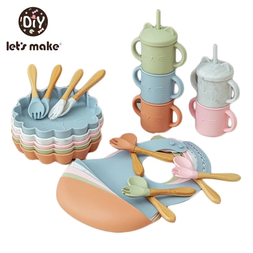 Baby Silicone Feeding Tableware Sets Waterproof Cartoon Lion Dinner Plate Food Grade Dishes for 211026-image-735199788