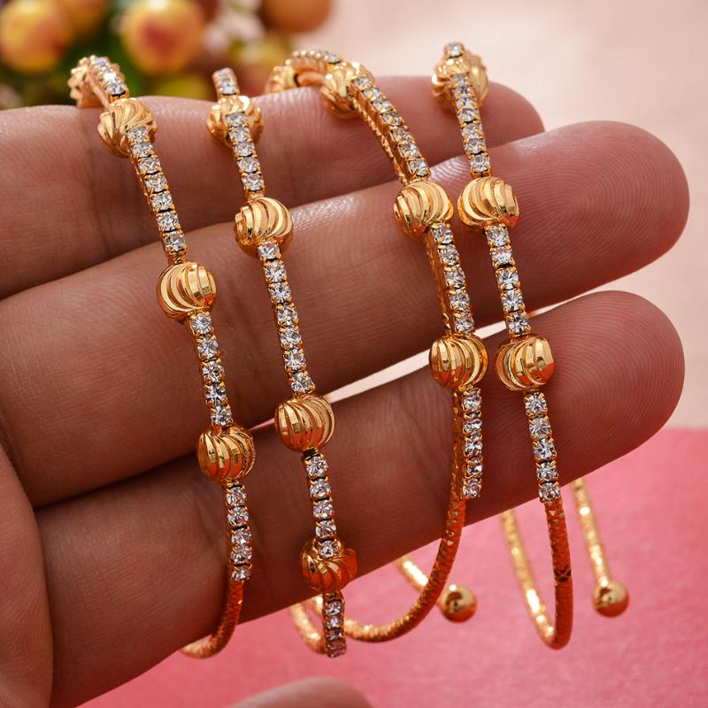 

Bangle 4pcs/Lot Gold Color Bangles For Women Wife Ethiopian African Dubai Bracelet&Bangles Party Wedding Jewerly Gifts