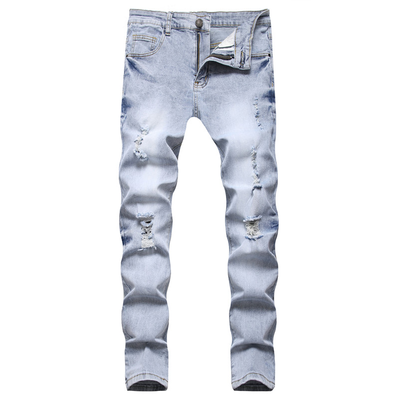 

Men Ripped Slim Fit Jeans Hole Destroyed Skinny Straight Leg Washed Frayed Motocycle Denim Pants Hip Hop Stretch Biker Men's Distressed Trousers YK3602, 3205