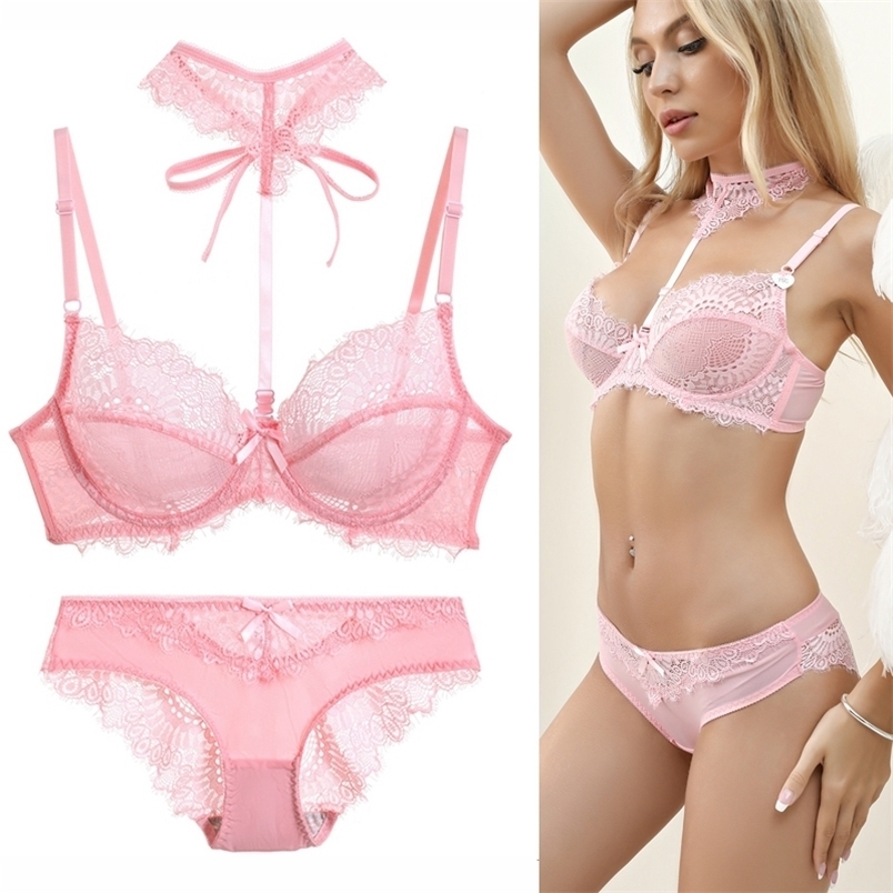 

2021 Embroidery Women Bra Sets Lace Push Up Underwear Brief 34/75 36/80 38/85 40/90 42/95 44/100 BCDE Cup Plus Size Lingerie 220211, White