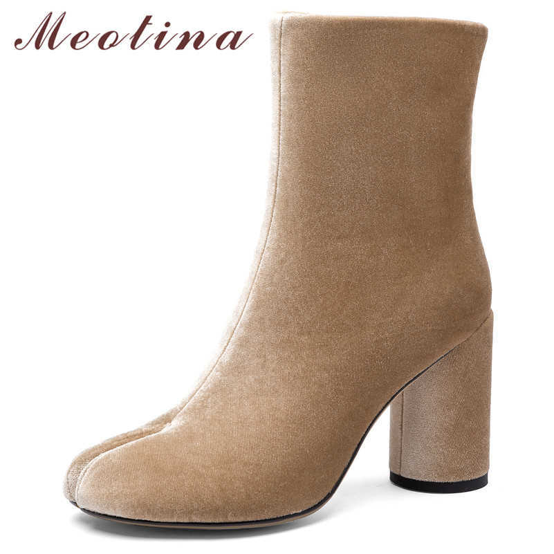 

Meotina Winter Ankle Boots Women Boots Zipper Round Heels Short Boots Elegant Extreme High Heel Shoes Female Autumn Size 34-39 210608, As picture