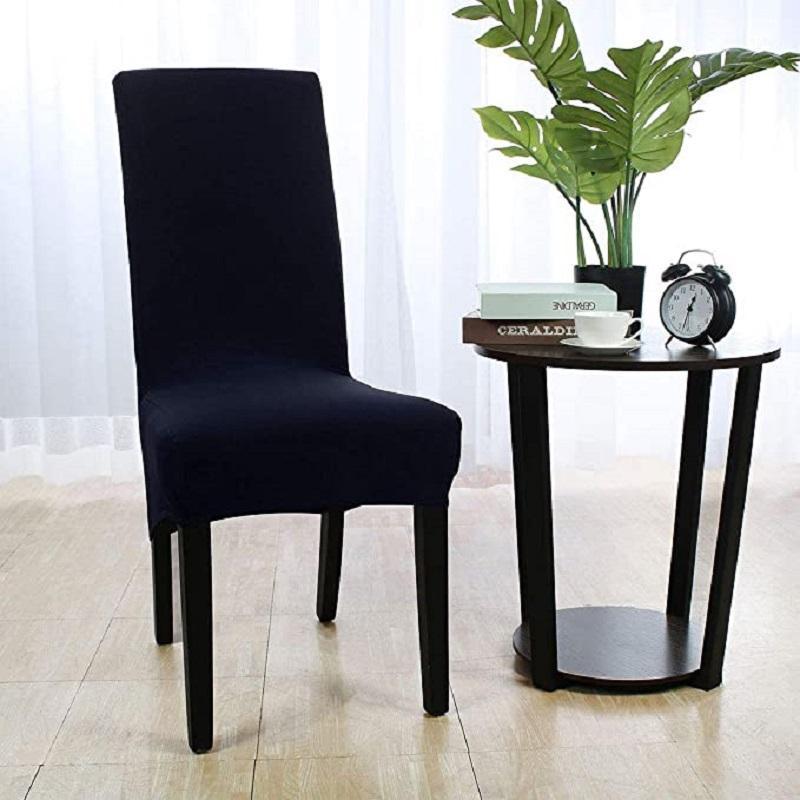 

Long Back Chair Cover Solid Color Dining Room Covers Elastic Seat Slipcover Case Protector Kitchen Wedding Decoration