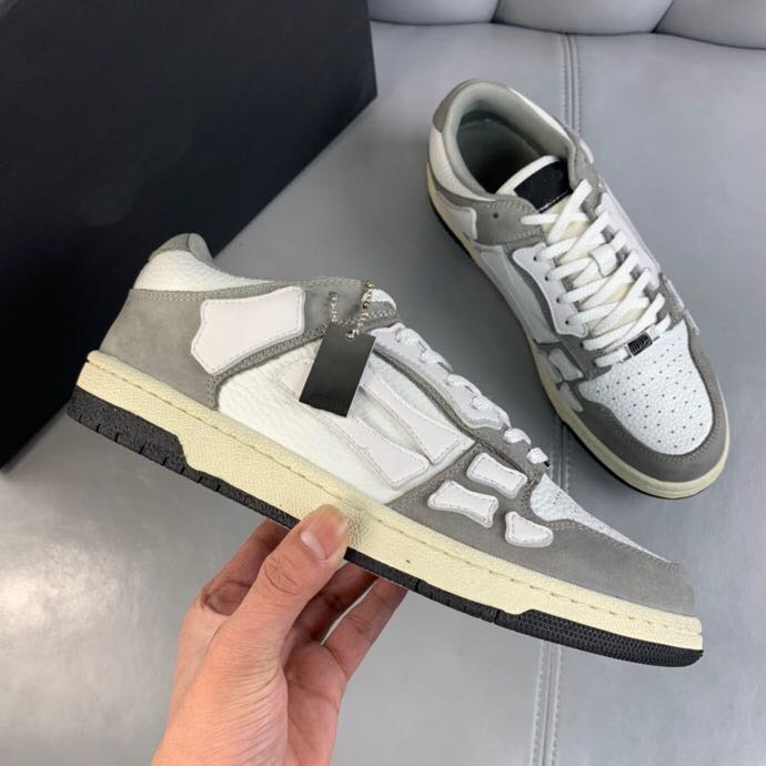 

SKEL-TOP Sneakers 2021 Luxury Designer Men Spring Shoes Leather Bones Applique Upper EVA Footbed low-top High-top Sport Shoe Comfort Top Quality Size 38-45, Color 7