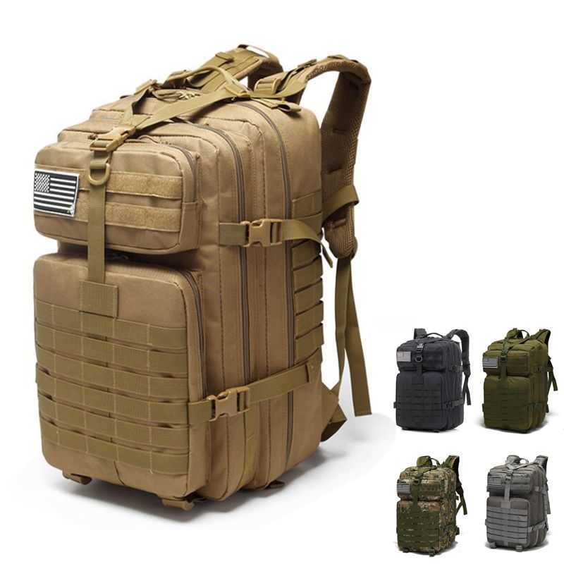 

45L Outdoor Tactical Backpack Military Molle Waterproof Climbing Trekking Camping Hiking Sports Bag Travel Rucksacks Gear Q0721
