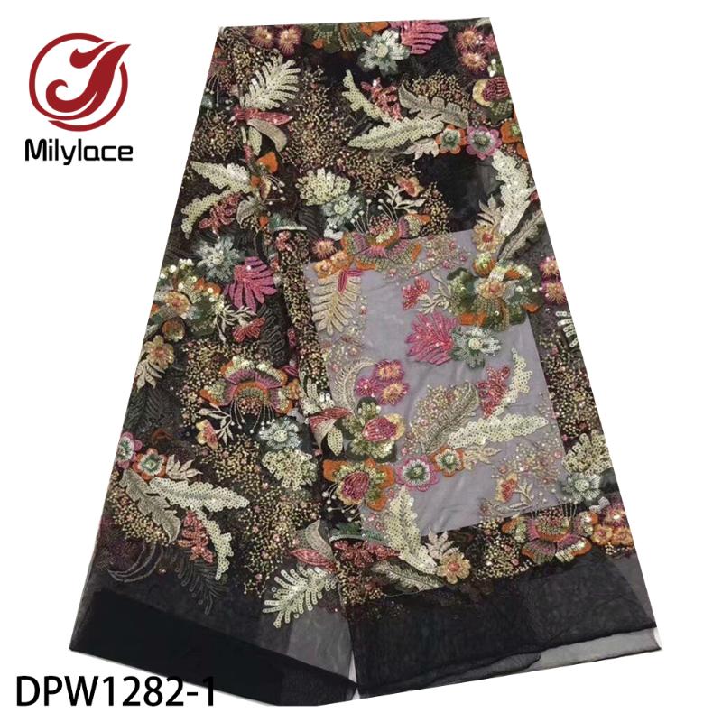 

Latest Sequin Lace Fabric High Quanlity Embroidery Tulle Lace French Nigerian Party Fabric DPW1282