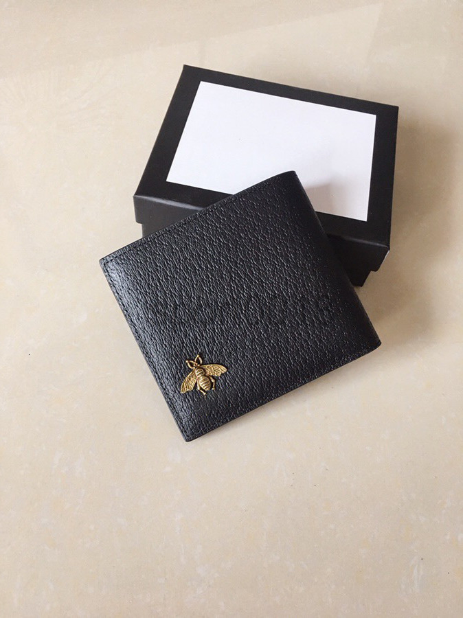 

quality black genuinel leather gold bee short mens with box s womens wallet purse card holder, Wallet with original box
