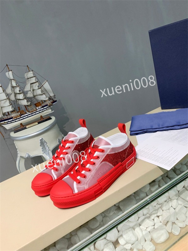 

2021 Top Quality New shoe Designer transparent 35-41 printing luxury high-top Genuine Leather casual shoes b22 canvas man woman fashion sneakers rx211102, Choose the color