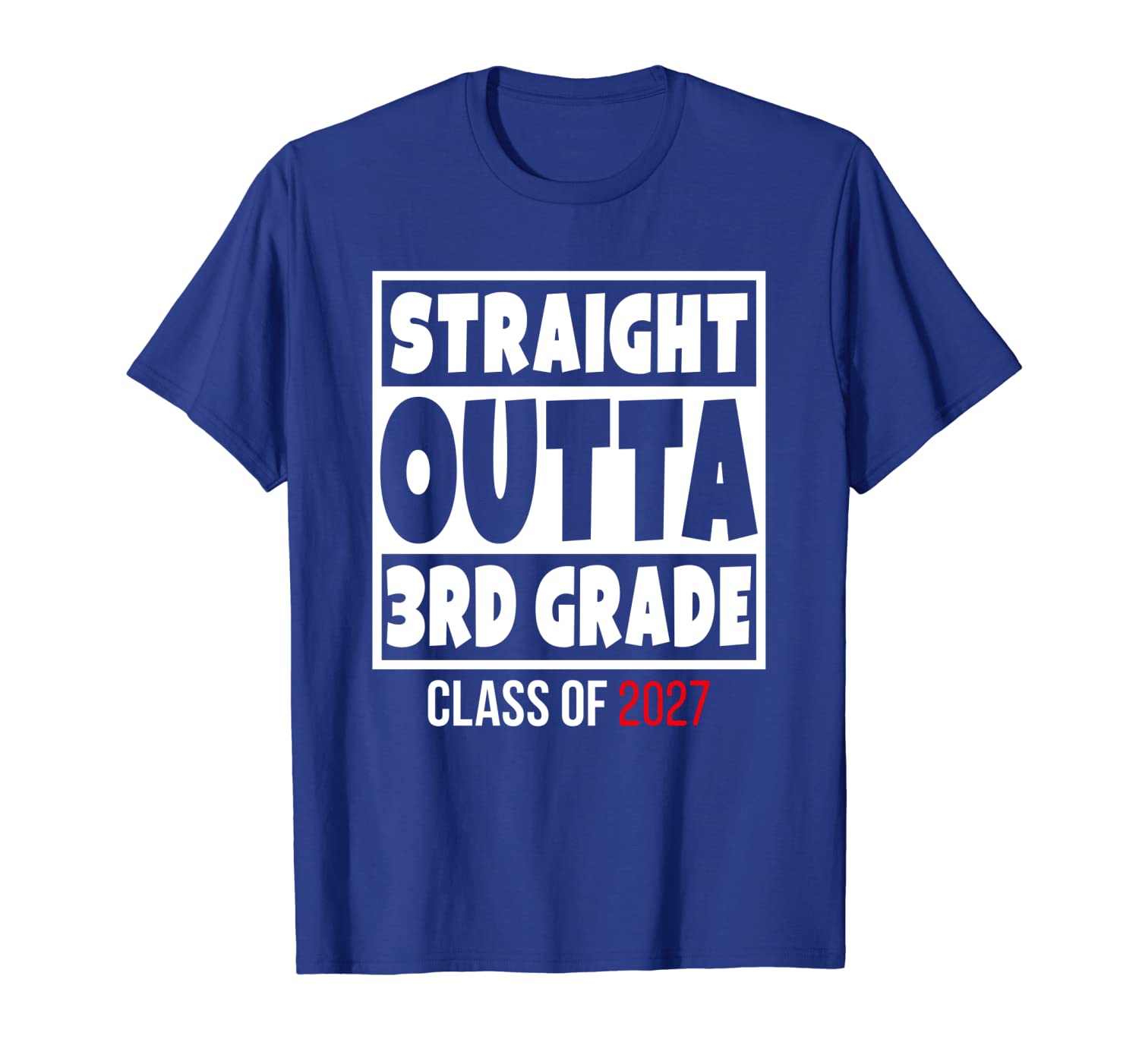 

straight outta 3rd grade class of 2027 shirt graduation gift, White;black