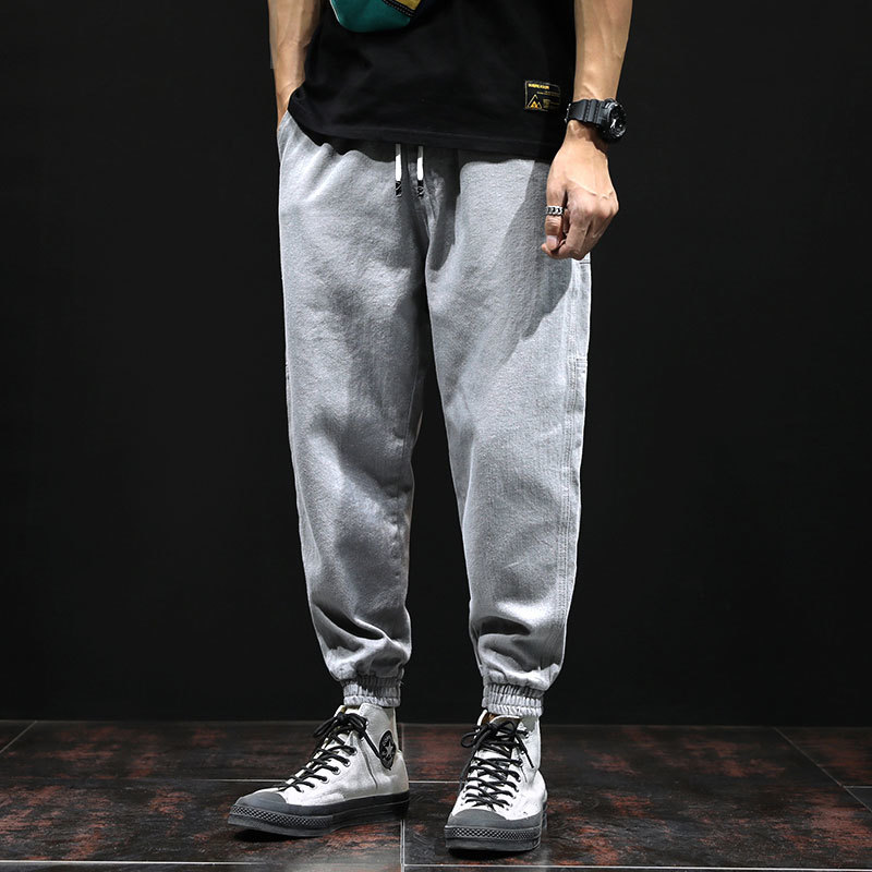 

2021 New Japanese Style Fashion Loose Fit Vintage Spliced Designer Denim Cargo Pants Slack Bottom Hip Hop Jeans Men Joggers Fxkr, Green