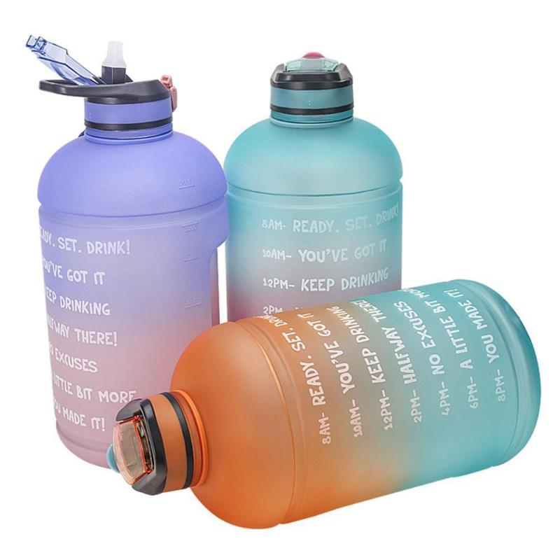 

Water Bottle 3.78L Gallon Motivational Sport With Straw Clear Plastic Drinking Bottles GYM Tool Fitness Jug BPA Free Sports Cup, Red