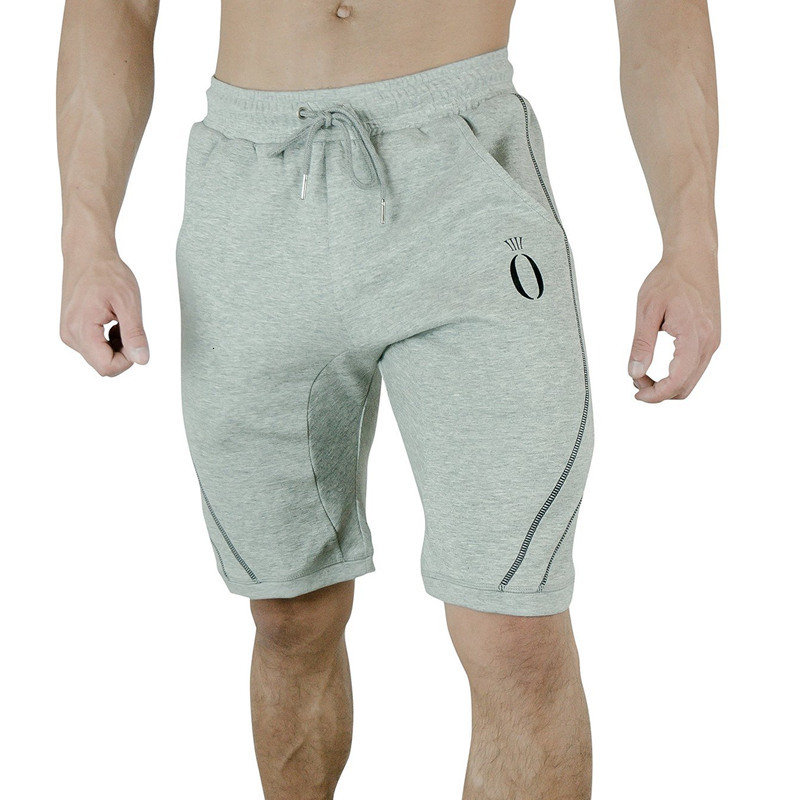 

2021 Summer New Men Casual Cotton Shorts Male Gyms Fitness Knee Length Short Elastic Waist Sweatpants Jogger Workout Sportswear Lzqy, Black