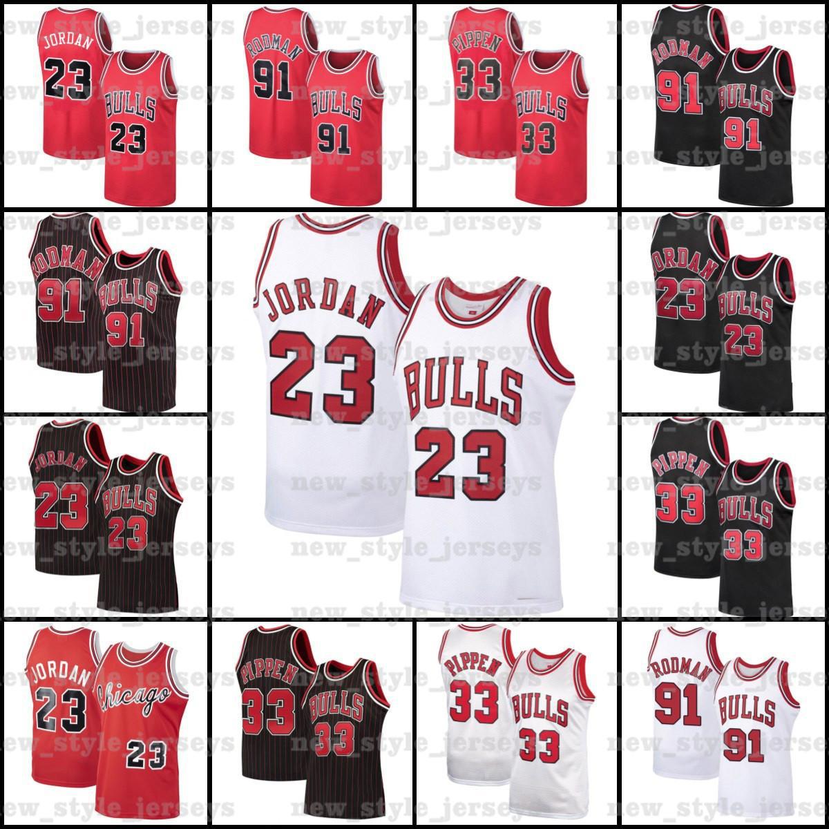 

Michael Kid Jordon Chicago Bulls Jersey 91 Dennis Scottie Rodman 33 Pippen NCAA z7 Mitchell Ness Hardwood Basketball Jerseys, Black;red