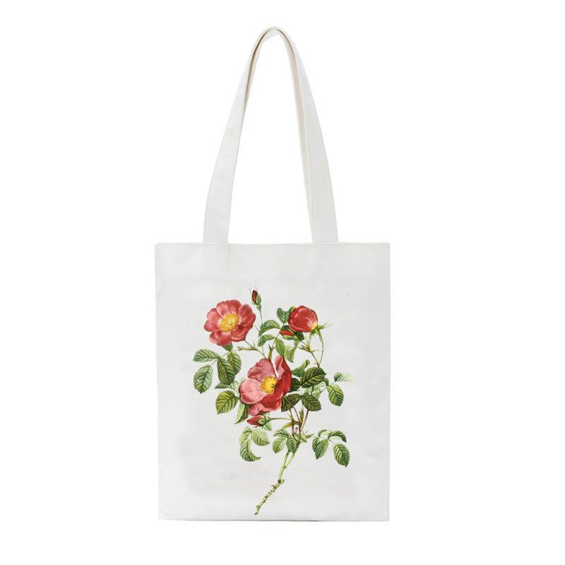

Shopping Bags Fashion Ladies Handbag Floral Flower Plant Print Canvas Cotton Travel Tote Bag Women Eco Reusable Shoulder Shopper, A743