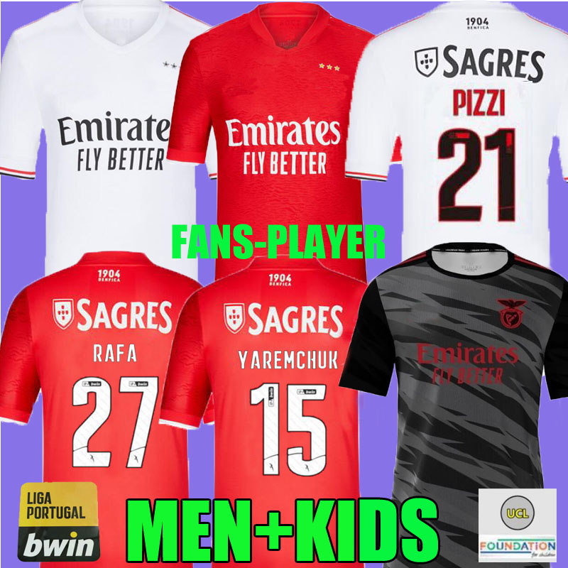 

21 22 benfica soccer jerseys Éverton OTAMENDI GRIMALDO 2021 2022 RAFA 20 J.MÁRIO Pizzi DARWIN SEFEROVIC YAREMCHUK men kids KITS football uniforms shirts player version, Home player version ucl patch
