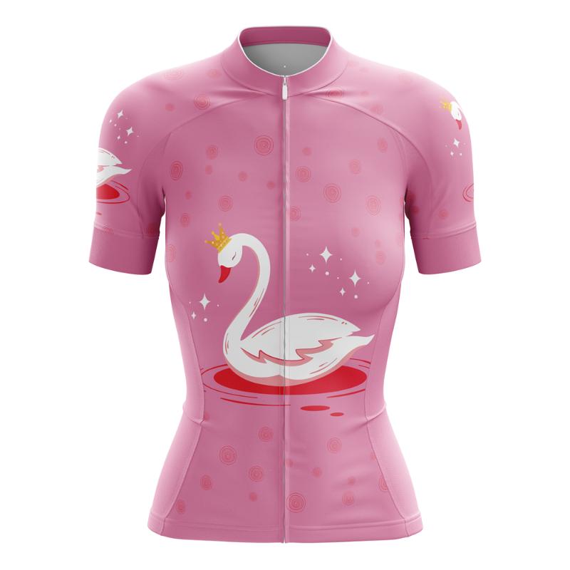 

Racing Jackets Women's Pink Cycling Jersey Swan Pattern Bicycle Sportswear Lovely Skin-Friendly Short Sleeve Bike Shirt Top, Tyz587-01
