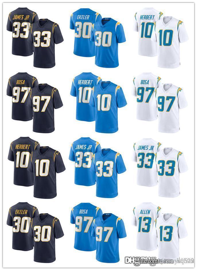 

Men women youth Los Angeles Chargers 33 Derwin James 10 Justin Herbert 30 Austin Ekeler 97 Joey Bosa Football Jerseys, Black;red